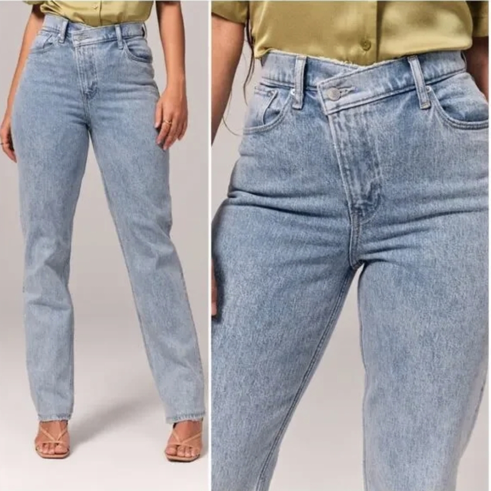 Abercrombie & Fitch 90s Straight Jeans Ultra High Rise Criss Cross Size 24